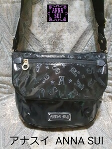 アナスイANNA SUI ブラックエナメル/斜め掛けショルダーバッグ