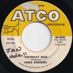 Chris Andrews Yesterday Man / Too Bad You Don't Want Me ATCO US 45-6385 205742 ROCK POP ロック ポップ レコード 7インチ 45