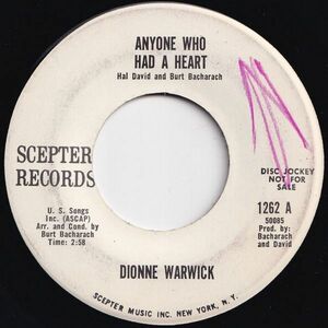 Dionne Warwick Anyone Who Had A Heart / The Love Of A Boy Scepter US 1262 205758 SOUL ソウル レコード 7インチ 45