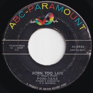 Poni-Tails Born Too Late / Come On Joey Dance With Me ABC-Paramount US 45-9934 205917 ロック ポップ レコード 7インチ 45