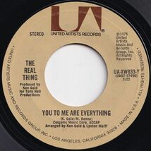 Real Thing You To Me Are Everything / Keep An Eye United Artists US UA-XW833-Y 205979 SOUL ソウル レコード 7インチ 45_画像1