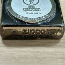 【ART-3102】1円スタート ZIPPO ジッポー 2002 FIFA WORLD CUP 日韓ワールドカップ シルバー 着火未確認 ジャンク 長期保管品 現状品_画像6