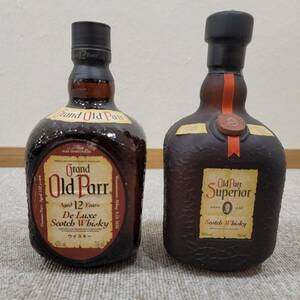 【TOA-4034】1円～ Old Parr Superior 目減り有 未開栓 750ml 43% Grand Old Parr De Luxe 12年 未開栓 750ml 43% 古酒 2本セット 保管品