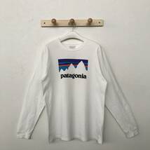 Patagonia 39040 Organic Cotton Shop Sticker Cotton T-shirt パタゴニア オーガニックコットン 長袖ロゴTシャツ 良品 size M/XL_画像1