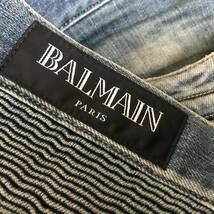 BALMAIN PARIS S7H9551T014E バルマン 正規品 メンズ ストレッチデニムパンツ ジーンズ バイカーパンツ 良品 size W31_画像5