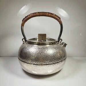 純銀細工 一東斎造 木摘蓋 湯沸 古美術品 銀瓶 煎茶道具