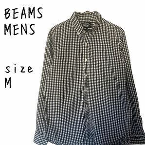 ビームス　コットンシャツ　メンズ　M 日本製 ギンガムチェック 長袖シャツ ボタンダウン