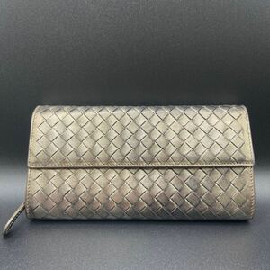 5 BOTTEGA VENETA ボッテガヴェネタ 長財布 ファスナー 二つ折り ゴールド系 イントレチャートウォレット