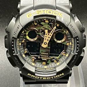 8 電池交換済み CASIO カシオ G-SHOCK ジーショック 腕時計 GA-100CF-1A9 クオーツ アナデジ ラウンド ブラック 