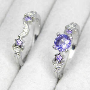  re-arrival * remainder 1 point * popular gorgeous 15 number star & month CZ amethyst diamond ring silver 925 platinum finish stamp have zirconia lady's ring 