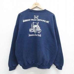 XL/古着 ヘインズ 長袖 スウェット メンズ 00s トラック 大きいサイズ クルーネック 紺 ネイビー 24feb01 中古 スエット トレーナー トップ