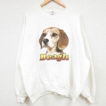 XL/古着 ジャージーズ 長袖 スウェット メンズ 90s 犬 ビーグル 大きいサイズ クルーネック 白 ホワイト spe 24feb01 中古 スエット トレー_画像1