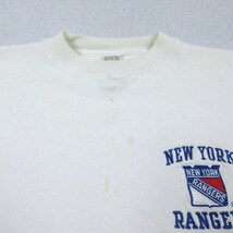 XL/古着 長袖 スウェット メンズ 90s NHL ニューヨークレンジャーズ クルーネック 白 ホワイト アイスホッケー 24feb01 中古 スエット トレ_画像4