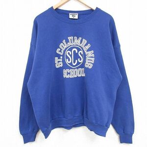 XL/古着 リー Lee 長袖 スウェット メンズ 90s SCS 大きいサイズ クルーネック 青 ブルー 24feb01 中古 スエット トレーナー トップス