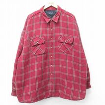 XL/古着 ベーシックエディションズ 長袖 フランネル シャツ メンズ 00s 大きいサイズ ロング丈 エンジ他 チェック 24feb03 中古 トップス_画像1