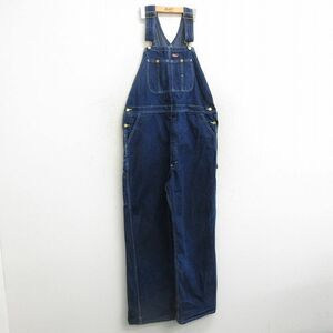 W41/古着 ディッキーズ Dickies オーバーオール メンズ コットン 濃紺 ネイビー デニム 24feb07 中古 ボトムス