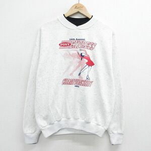 L/古着 長袖 スウェット メンズ 90s アイススケート クルーネック 白 ホワイト 霜降り他 24feb07 中古 スエット トレーナー トップス