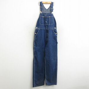 W35/古着 ディッキーズ Dickies オーバーオール メンズ 90s コットン 紺 ネイビー デニム spe 24feb08 中古 ボトムス