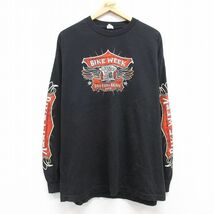 XL/古着 長袖 Tシャツ メンズ バイクウィーク デイトナビーチ コットン クルーネック 黒 ブラック 24feb09 中古_画像1