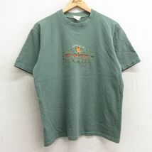 L/古着 半袖 ビンテージ Tシャツ メンズ 90s メルボルン コアラ 刺繍 コットン クルーネック 緑 グリーン 24feb09 中古_画像1