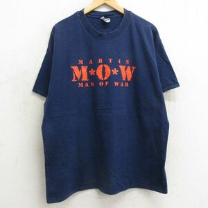 XL/古着 ヘインズ 半袖 ビンテージ Tシャツ メンズ 00s MOW 11 大きいサイズ コットン クルーネック 紺 ネイビー 24feb09 中古