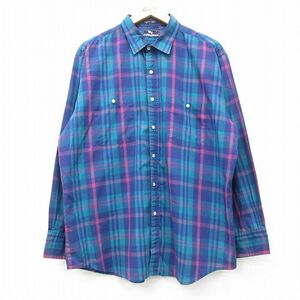 XL/古着 長袖 シャツ メンズ 90s 大きいサイズ 緑他 グリーン チェック 24feb09 中古 トップス