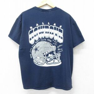 XL/古着 半袖 ビンテージ Tシャツ メンズ 00s NFL ダラスカウボーイズ コットン クルーネック 紺 ネイビー アメフト スーパーボウル 24feb1