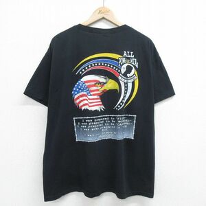 XL/古着 ジャージーズ 半袖 ビンテージ Tシャツ メンズ 00s POWMIA ワシ 胸ポケット付き 大きいサイズ クルーネック 黒 ブラック 24feb10