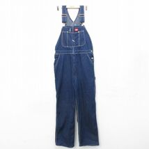 W40/古着 ディッキーズ Dickies オーバーオール メンズ 大きいサイズ コットン 紺 ネイビー デニム 24feb10 中古 ボトムス_画像1