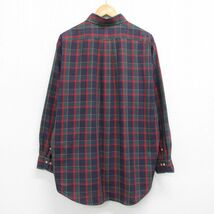 XL/古着 長袖 シャツ メンズ 90s 大きいサイズ ロング丈 ボタンダウン 緑他 グリーン チェック 24feb12 中古 トップス_画像3