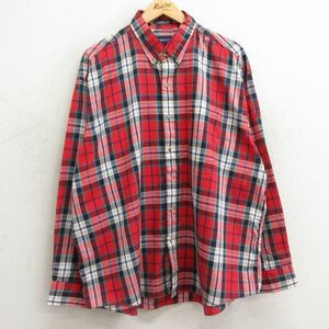 XL/古着 GANT 長袖 シャツ メンズ 90s 大きいサイズ ボタンダウン 赤他 レッド チェック spe 24feb12 中古 トップス