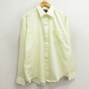 L/古着 マンハッタン 長袖 シャツ メンズ 90s 薄黄 イエロー ストライプ 24feb12 中古 トップス