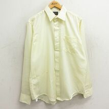 L/古着 マンハッタン 長袖 シャツ メンズ 90s 薄黄 イエロー ストライプ 24feb12 中古 トップス_画像1