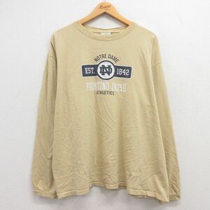 XL/古着 アディダス adidas 長袖 ビンテージ Tシャツ メンズ 00s ノートルダム ファイティングアイリッシュ 大きいサイズ コットン クルー