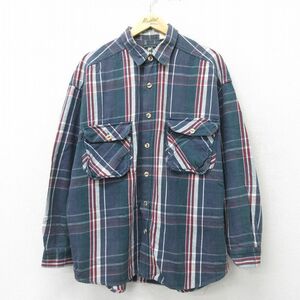 XL/古着 長袖 ヘビー フランネル シャツ メンズ 大きいサイズ グレー他 チェック 24feb13 中古 トップス