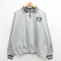 XL/古着 長袖 ハーフジップ スウェット メンズ 90s NFL ニューヨークジャイアンツ ボルチモアレイブンズ 大きいサイズ グレー 霜降り アメ_画像1