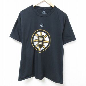L/古着 半袖 Tシャツ メンズ NHL ボストンブルーインズ テイラーホール 71 コットン クルーネック 黒 ブラック アイスホッケー 24feb13 中