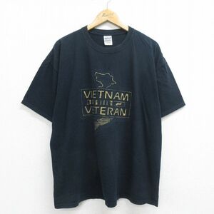 XL/古着 半袖 ビンテージ Tシャツ メンズ 00s ベトナム 大きいサイズ コットン クルーネック 黒 ブラック 24feb14 中古