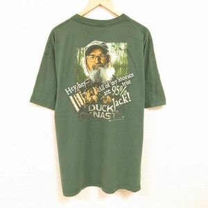 XL/古着 半袖 Tシャツ メンズ ダックダイナスティ フィルロバートソン 大きいサイズ クルーネック 緑 グリーン 24feb14 中古