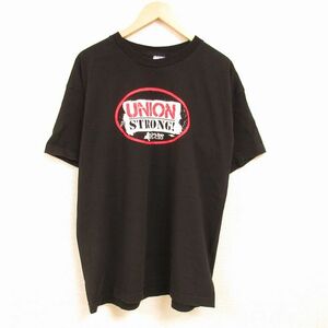 XL/古着 半袖 Tシャツ メンズ UNION 大きいサイズ コットン クルーネック 黒 ブラック 24feb14 中古