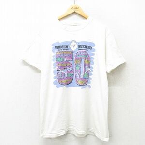 L/古着 半袖 ビンテージ Tシャツ メンズ 90s 50 クルーネック 白 ホワイト 24feb14 中古