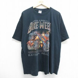 XL/古着 半袖 ビンテージ Tシャツ メンズ 00s バイクウィーク デイトナビーチ 大きいサイズ コットン クルーネック 紺 ネイビー spe 24feb1