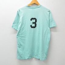 L/古着 フルーツオブザルーム 半袖 ビンテージ Tシャツ メンズ 90s バレーボール ニューヨーク コットン クルーネック 薄青緑系 24feb15 中_画像2