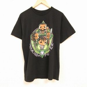 XL/古着 半袖 Tシャツ メンズ マーベル ブラックパンサー ワカンダフォーエバー シュリ オコエ コットン クルーネック 黒 ブラック 24feb15