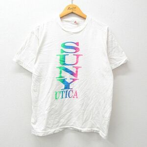 L/古着 半袖 ビンテージ Tシャツ メンズ 80s SUNNY コットン 大きいサイズ 白 ホワイト 24feb16 中古