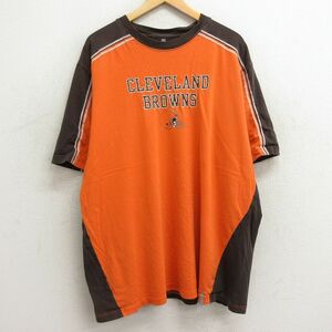 XL/古着 リーボック 半袖 ビンテージ Tシャツ メンズ 00s NFL クリーブランドブラウンズ ツートンカラー 大きいサイズ ロング丈 コットン