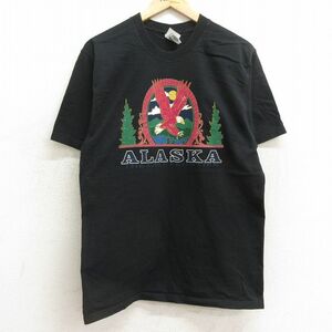 M/古着 フルーツオブザルーム 半袖 ビンテージ Tシャツ メンズ 90s アラスカ 鳥 コットン クルーネック 黒 ブラック 24feb16 中古