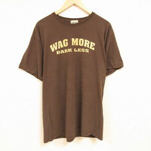 XL/古着 半袖 Tシャツ メンズ WAG MORE BARK LESS コットン クルーネック 茶 ブラウン 24feb16 中古