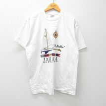 XL/古着 半袖 ビンテージ Tシャツ メンズ 90s ヨット ジャマイカ コットン クルーネック 白 ホワイト 24feb17 中古_画像1