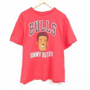 XL/古着 半袖 Tシャツ メンズ NBA シカゴブルズ ジミーバトラー 大きいサイズ クルーネック 赤 レッド バスケットボール 24feb17 中古